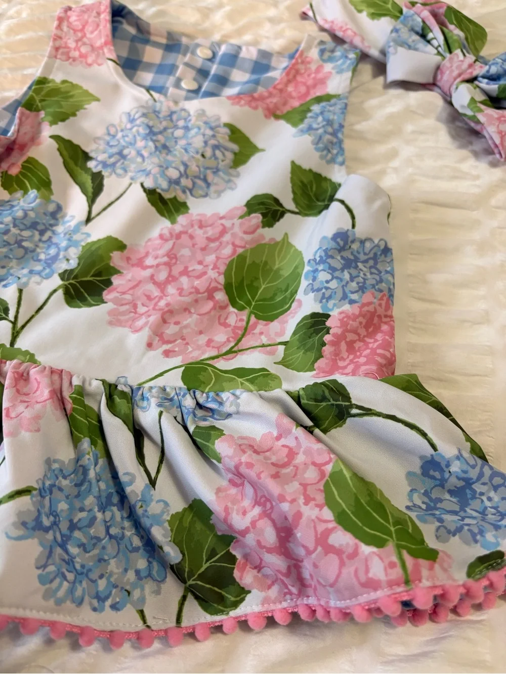 Mud Pie REVERSIBLE Girls Floral Hydrangea Tankini Set with Matching BOW